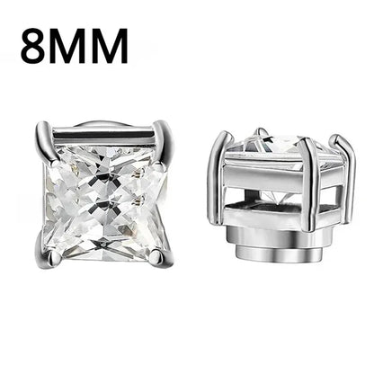 1Pairs Crystal Strong Magnetic Ear Stud Clip Earrings for Men Women, Punk Round Zircon Magnet Earrings Non Piercing Ear Jewelry