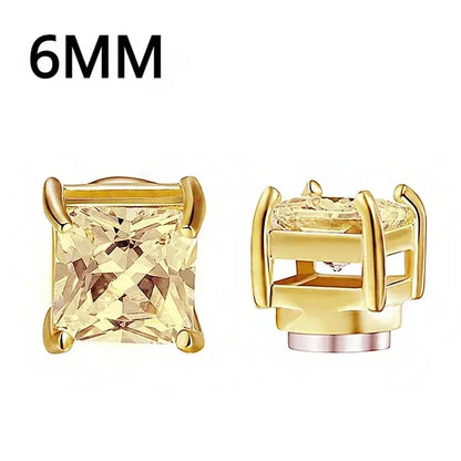 1Pairs Crystal Strong Magnetic Ear Stud Clip Earrings for Men Women, Punk Round Zircon Magnet Earrings Non Piercing Ear Jewelry