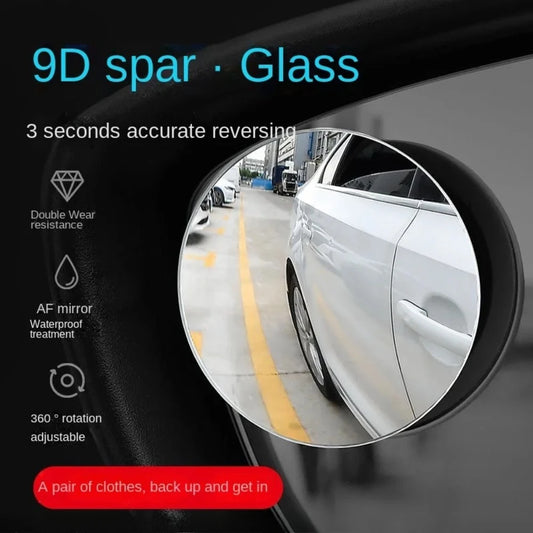 360° Adjustable Car Blind Spot Mirror – Wide Angle Round Convex Rearview Auxiliary Mirror for Reverse & Side Viewing