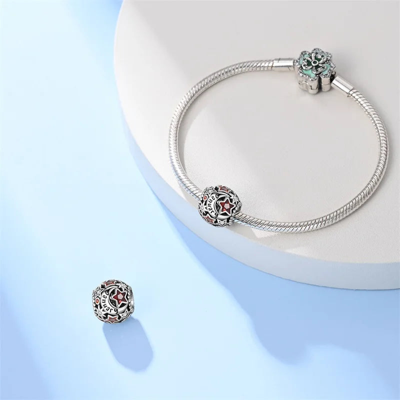 New 925 sterling silver high gloss memorial birthstone necklace beads suitable for bracelet beads female birthday gift