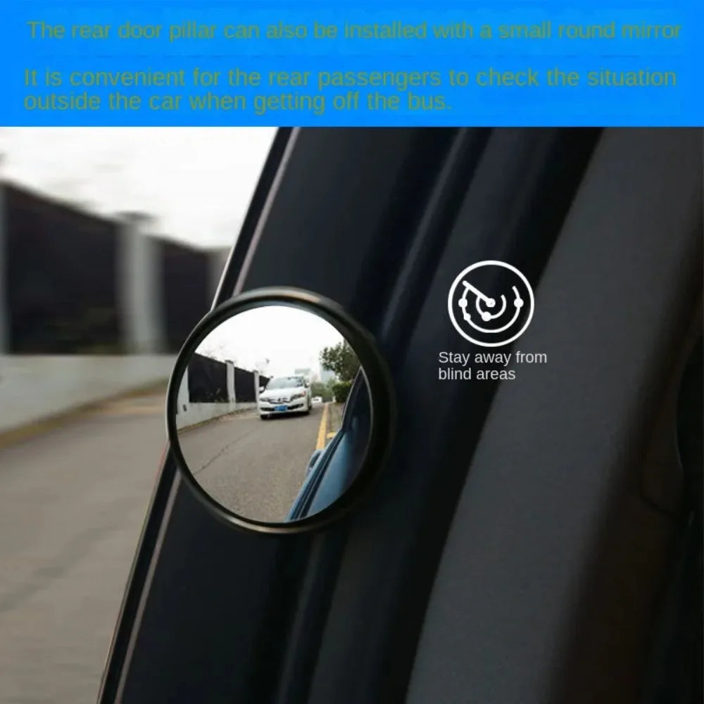 360° Adjustable Car Blind Spot Mirror – Wide Angle Round Convex Rearview Auxiliary Mirror for Reverse & Side Viewing