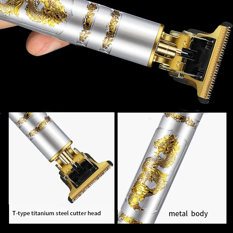 2025 T9 HairClipper Beard Shaving Body Hair Trimmer Clippers Electric Machine Men Haircut Machine 0mm Barber ShaverDragon Carved