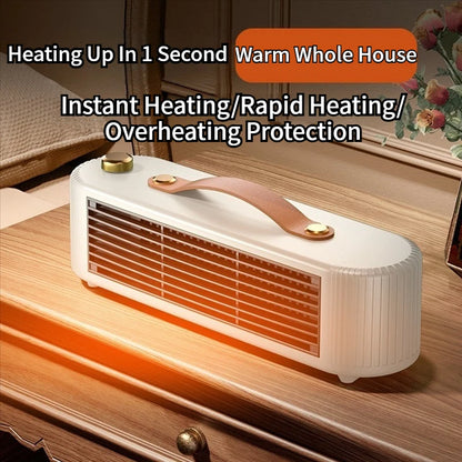 Portable Electric Space Heater for Indoor Use, Energy-Efficient Small Heater with Quick Heating and Tabletop Fireplace Design