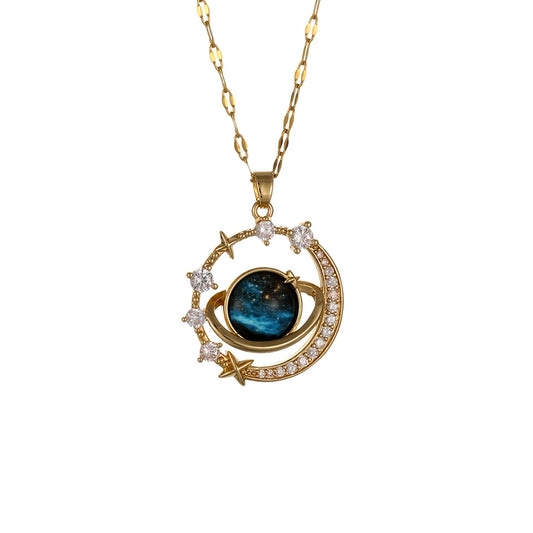 Classics Starry Sky Pendant Necklace For Women Personalized Gold Color Silver Color Metal Necklace Party Jewelry