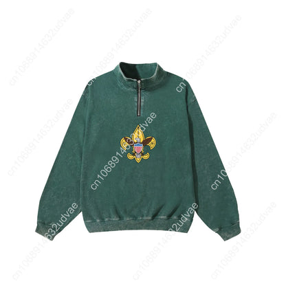Scouts of America Retro Sweatshirt Man Woman Teenager Vintage Pullover Half Zipper Sweat Shirt Photo Custom Long Sleeved Tshirt