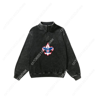 Scouts of America Retro Sweatshirt Man Woman Teenager Vintage Pullover Half Zipper Sweat Shirt Photo Custom Long Sleeved Tshirt