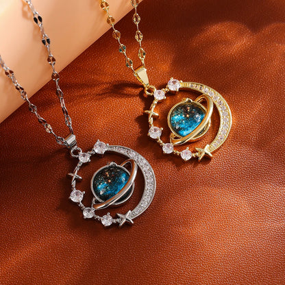 Classics Starry Sky Pendant Necklace For Women Personalized Gold Color Silver Color Metal Necklace Party Jewelry