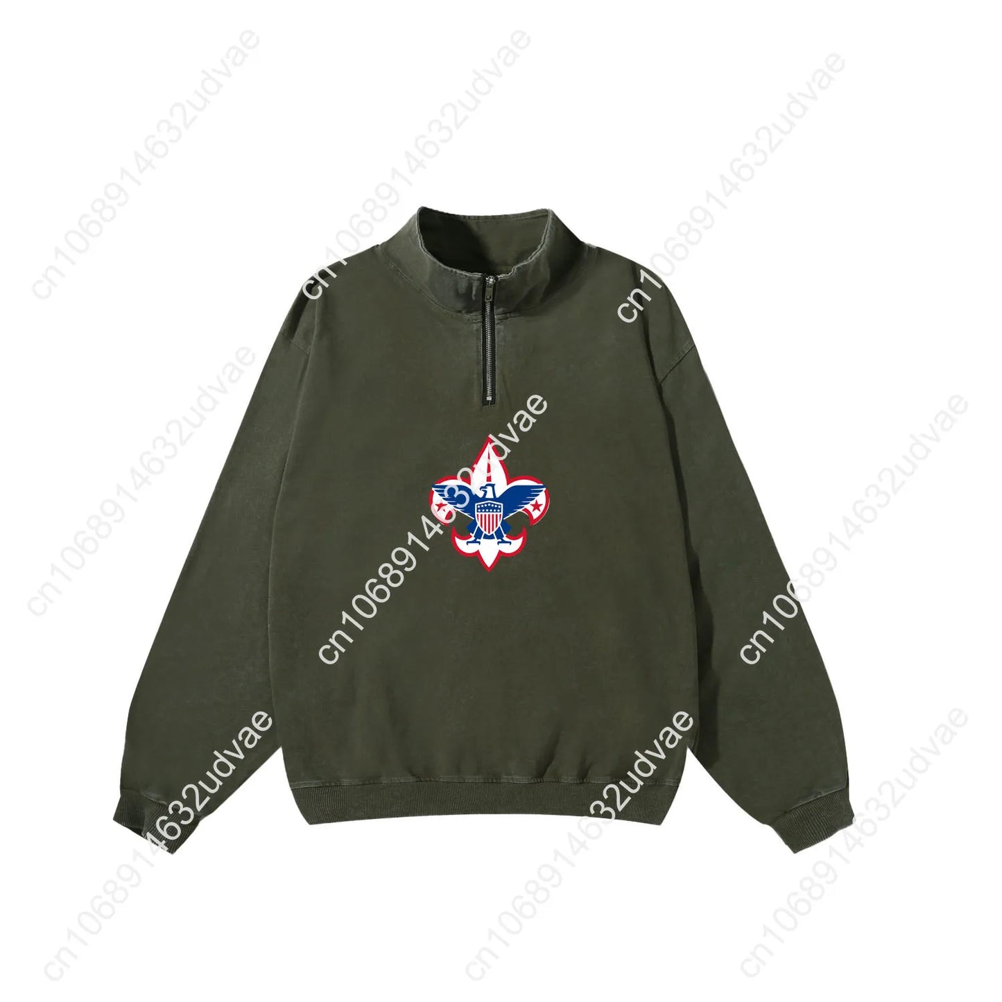 Scouts of America Retro Sweatshirt Man Woman Teenager Vintage Pullover Half Zipper Sweat Shirt Photo Custom Long Sleeved Tshirt