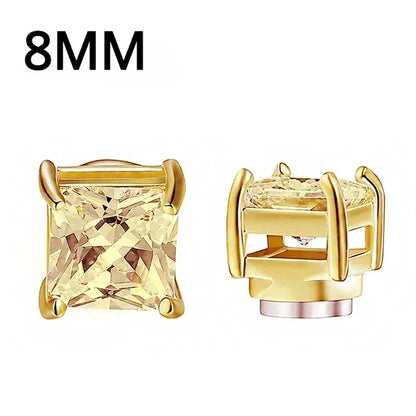 1Pairs Crystal Strong Magnetic Ear Stud Clip Earrings for Men Women, Punk Round Zircon Magnet Earrings Non Piercing Ear Jewelry