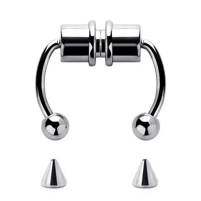1/4pcs Women's Fake Nose Rings - Magnetic Stainless Steel Septum Hoops, Rock Hip Hop Body Jewelry