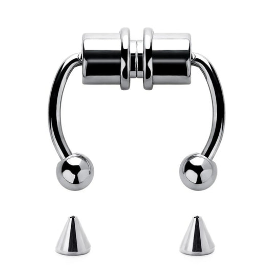 1/4pcs Women's Fake Nose Rings - Magnetic Stainless Steel Septum Hoops, Rock Hip Hop Body Jewelry