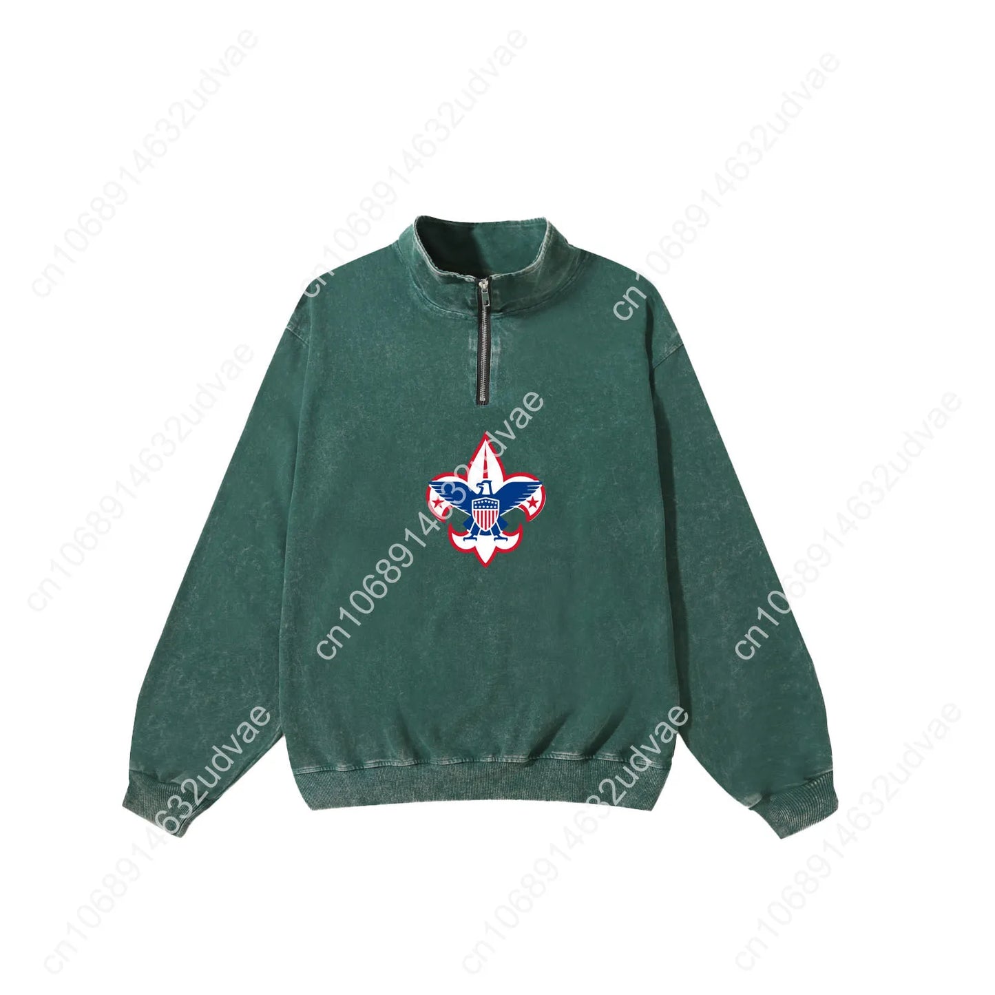 Scouts of America Retro Sweatshirt Man Woman Teenager Vintage Pullover Half Zipper Sweat Shirt Photo Custom Long Sleeved Tshirt
