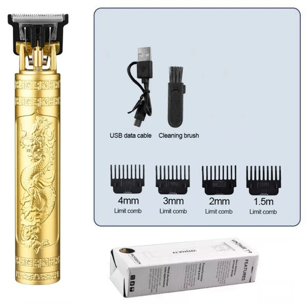 2025 T9 HairClipper Beard Shaving Body Hair Trimmer Clippers Electric Machine Men Haircut Machine 0mm Barber ShaverDragon Carved