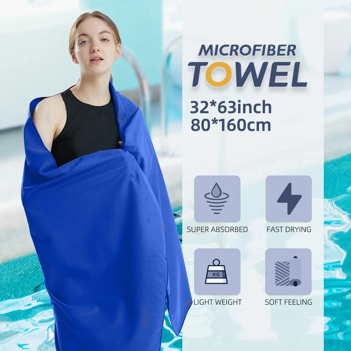 Microfiber Quick Dry Towel | Sandproof Lightweight for Beach Swim Yoga | Gym Travel Sports Accessories | Compact Portable