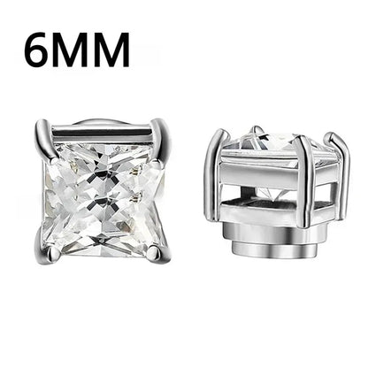 1Pairs Crystal Strong Magnetic Ear Stud Clip Earrings for Men Women, Punk Round Zircon Magnet Earrings Non Piercing Ear Jewelry