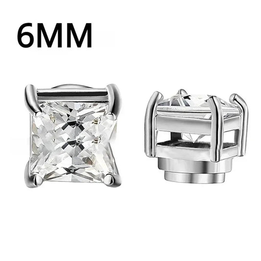 1Pairs Crystal Strong Magnetic Ear Stud Clip Earrings for Men Women, Punk Round Zircon Magnet Earrings Non Piercing Ear Jewelry