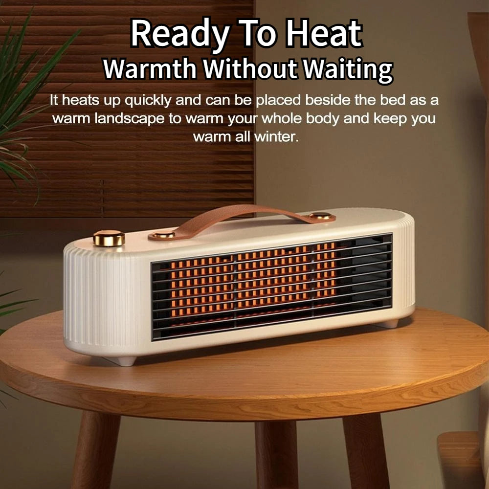Portable Electric Space Heater for Indoor Use, Energy-Efficient Small Heater with Quick Heating and Tabletop Fireplace Design