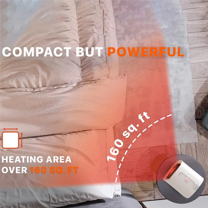1 PCS Electric Heater For Indoor 1200W PTC Portable Fan ABS US Plug For Office Home Room For Bedroom Desktop,White