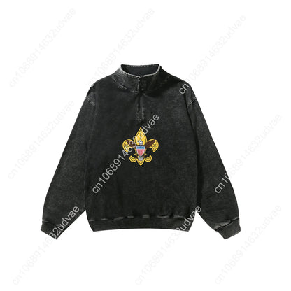 Scouts of America Retro Sweatshirt Man Woman Teenager Vintage Pullover Half Zipper Sweat Shirt Photo Custom Long Sleeved Tshirt