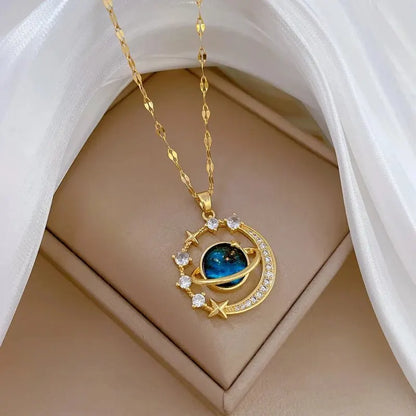 Classics Starry Sky Pendant Necklace For Women Personalized Gold Color Silver Color Metal Necklace Party Jewelry