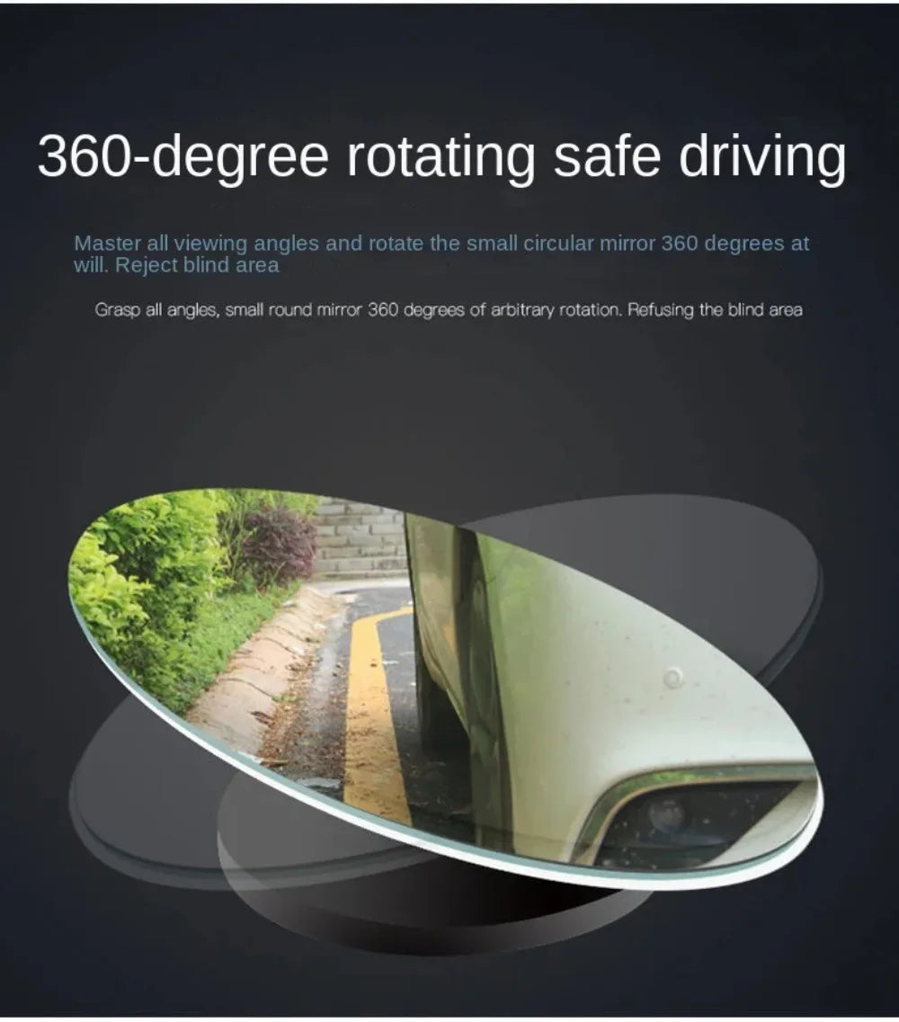 360° Adjustable Car Blind Spot Mirror – Wide Angle Round Convex Rearview Auxiliary Mirror for Reverse & Side Viewing