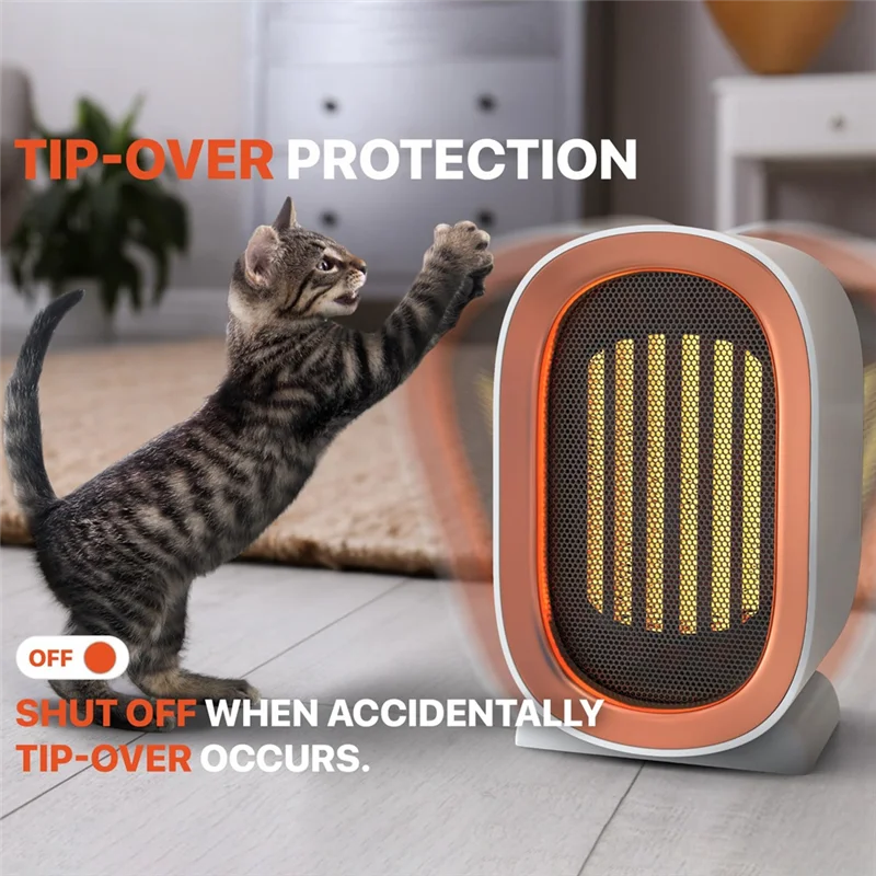 1 PCS Electric Heater For Indoor 1200W PTC Portable Fan ABS US Plug For Office Home Room For Bedroom Desktop,White