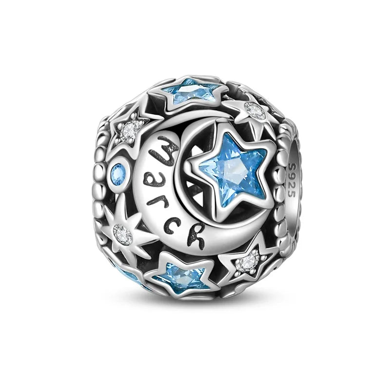 New 925 sterling silver high gloss memorial birthstone necklace beads suitable for bracelet beads female birthday gift